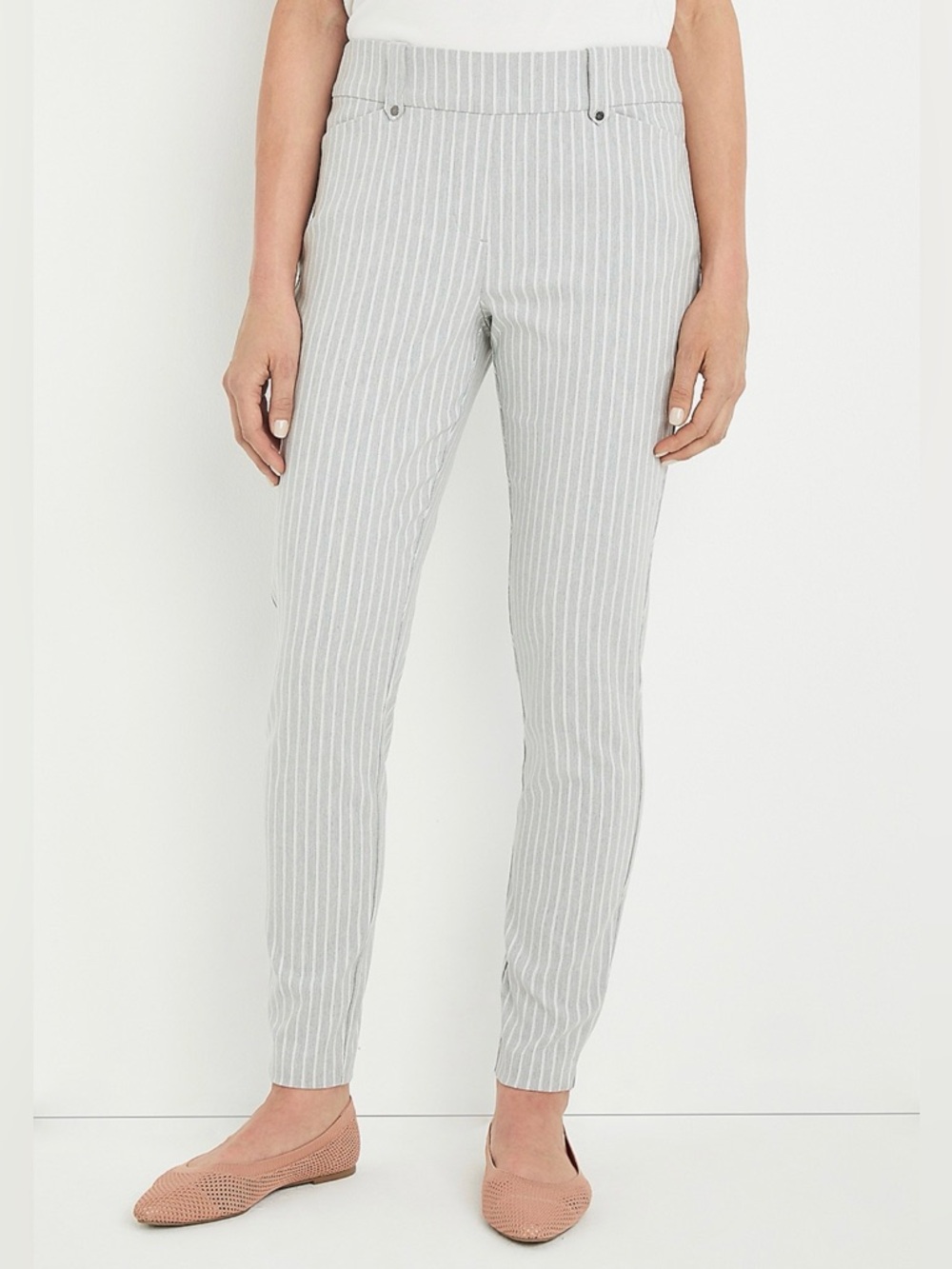 Maurices Light Gray Pinstripe Ankle Dress Pants